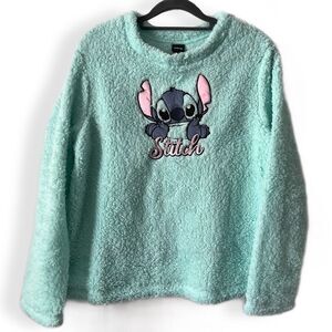 Disney Stitch Embroidered Boucle Fleece Top Women’s Size Small